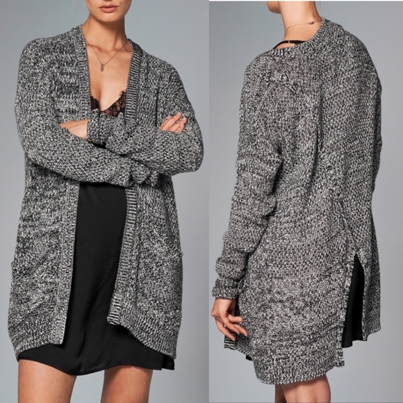 Abercrombie & Fitch Sweaters - Abercrombie & Fitch Marled Knit Open Front Cardigan Sz S Asymmetrical Back Seam